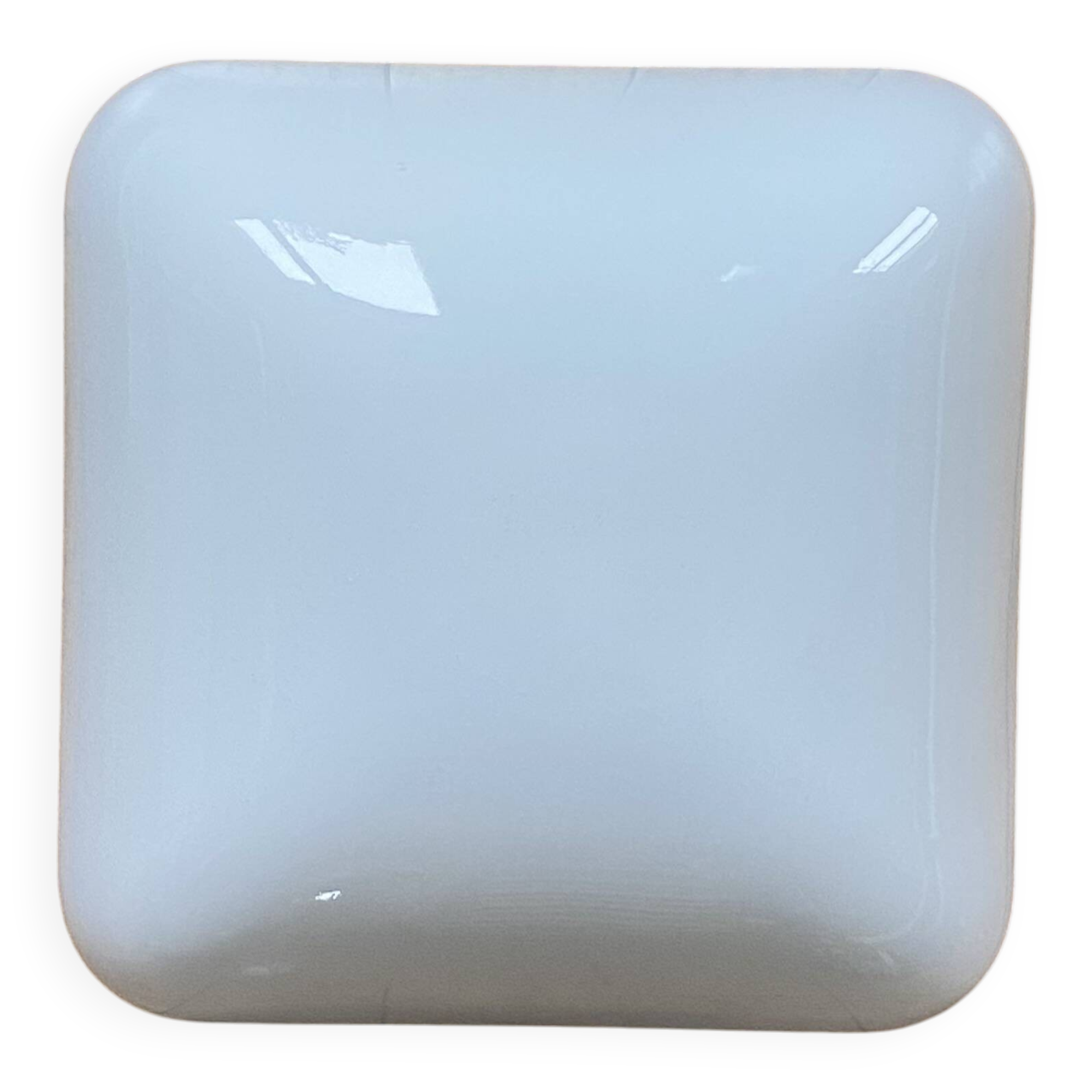 Square white opaline glass wall/ceiling light, 1960s-1970s vintage