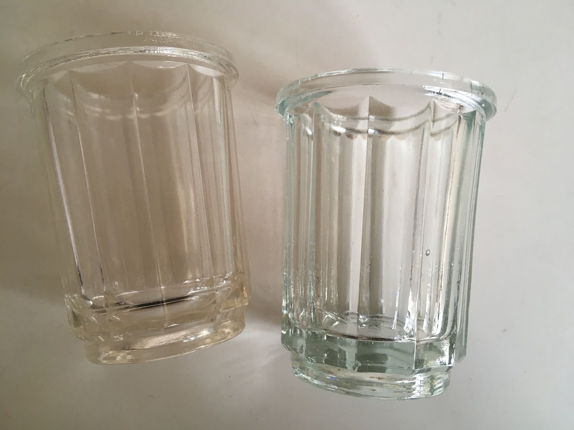 Pair of pots to jams in glass fluted on foot early 20th e