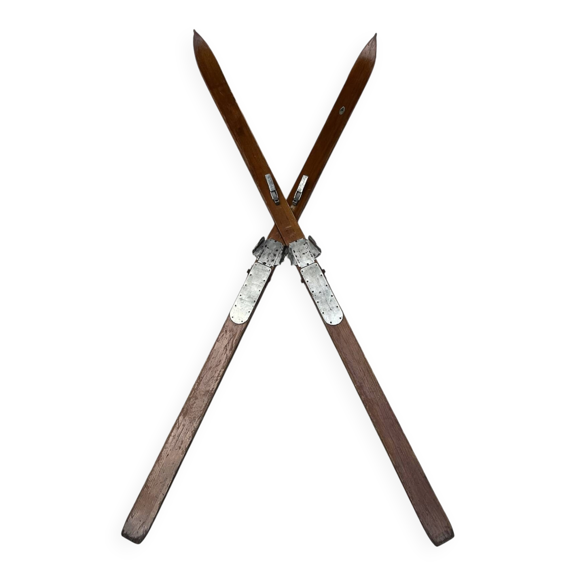 Paire de skis vintage en bois L=203 cm