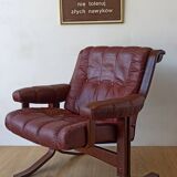 Scandinavian Mid-Century Modern Leather Easy Chairs by Ekornes 1970s.