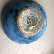 Round blue ceramic cup signed Blin around 1950