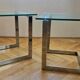 Pair of Midcentury Cantilevered Glass & Chrome Coffee Tables GEBRA, 1980s