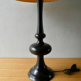 Turned wooden lamp, black laqué, 85 cm