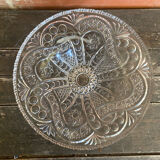 Vintage Cut Glass Fruit Bowl with Chiseled Decoration #D660