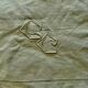 Old tablecloth and its 10 monogrammed GC towels and olive green embroidered - 225x165cm - Métis