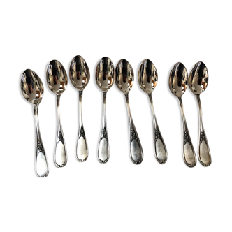 8 spoonfuls of silver metal mocha Ercuis Lauriers