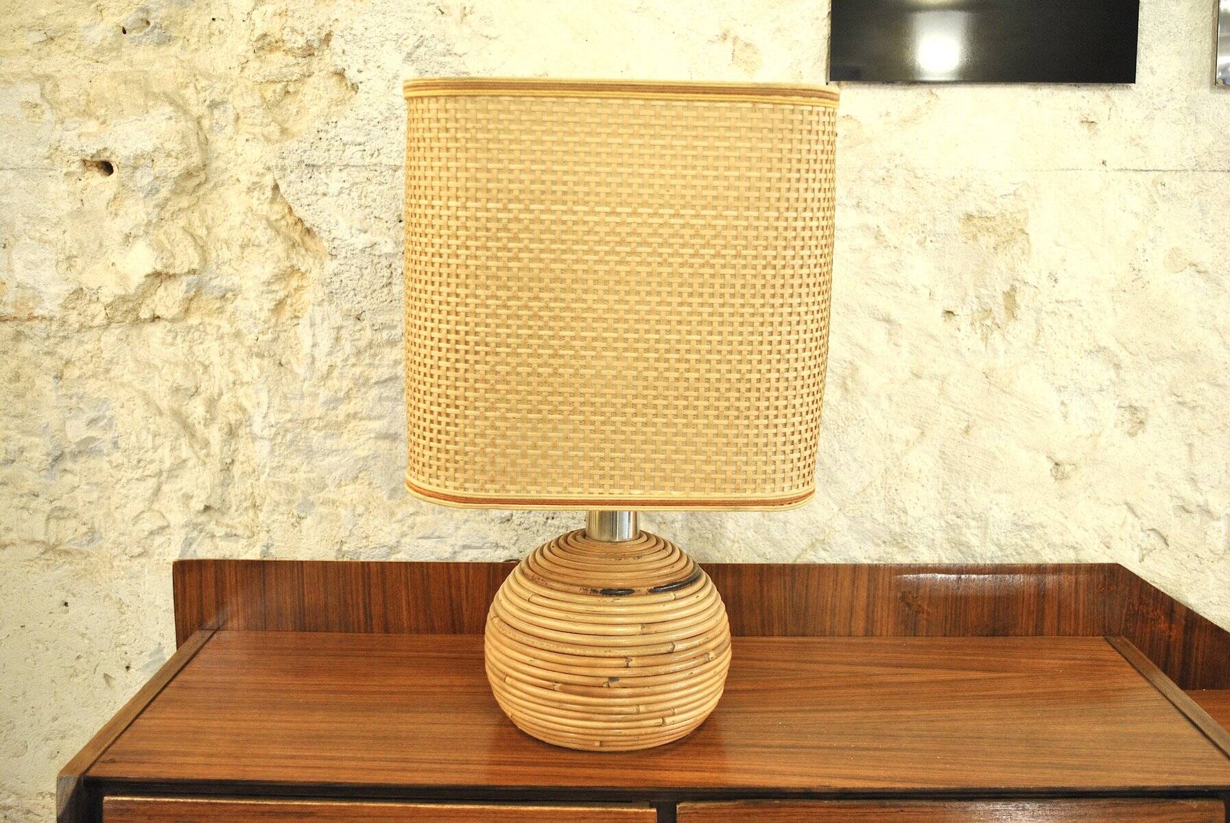 Wicker table lamp, Italy, 1960s