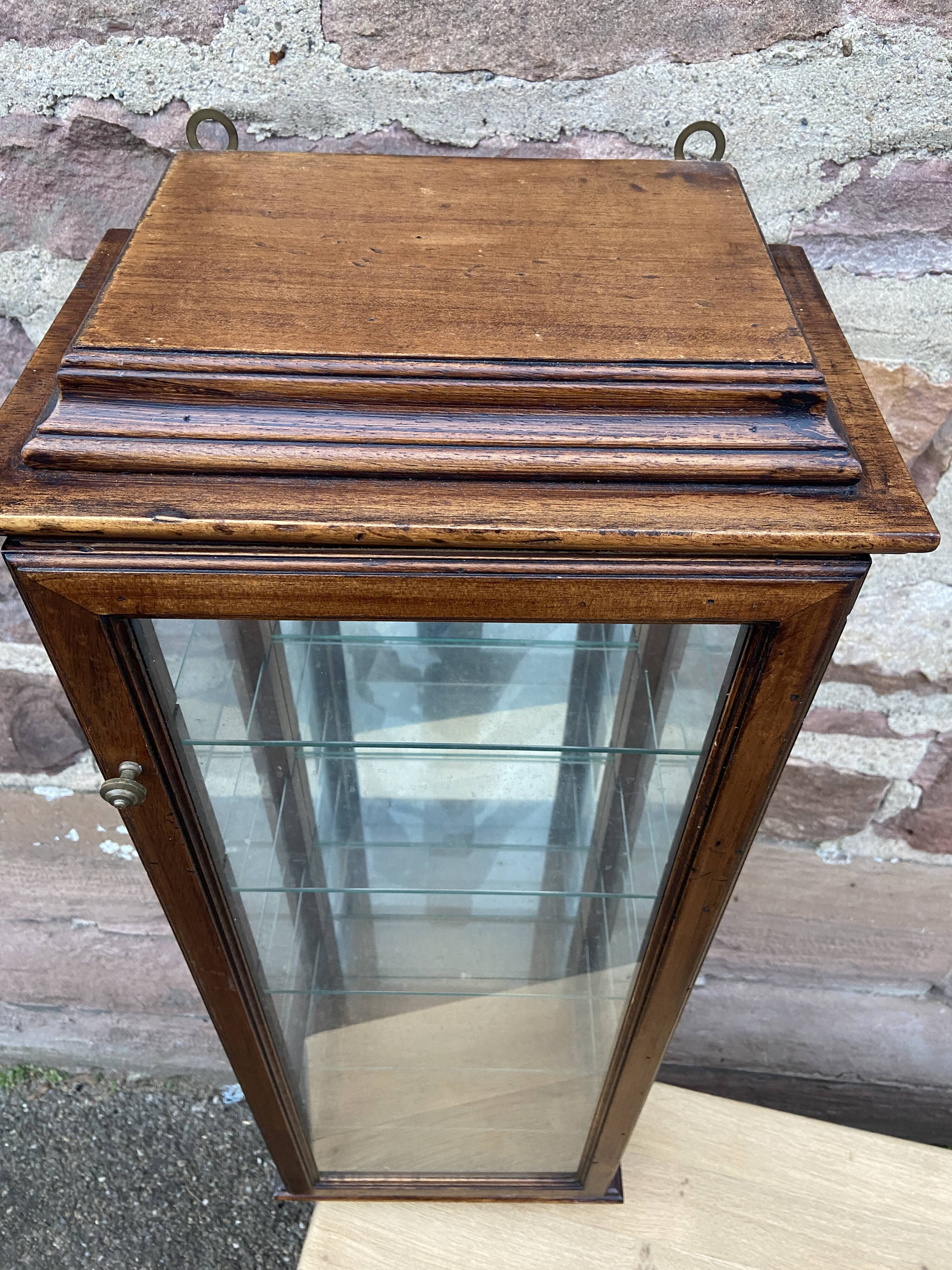 Vintage wooden wall display cabinet
