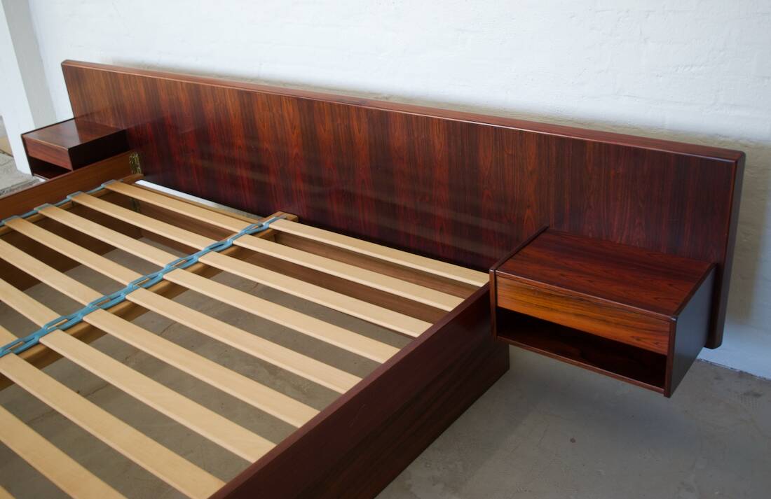 Danish Rosewood Bed By Sannemans, 1970s.