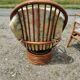 Rattan garden furniture, table, chairs and armchairs
