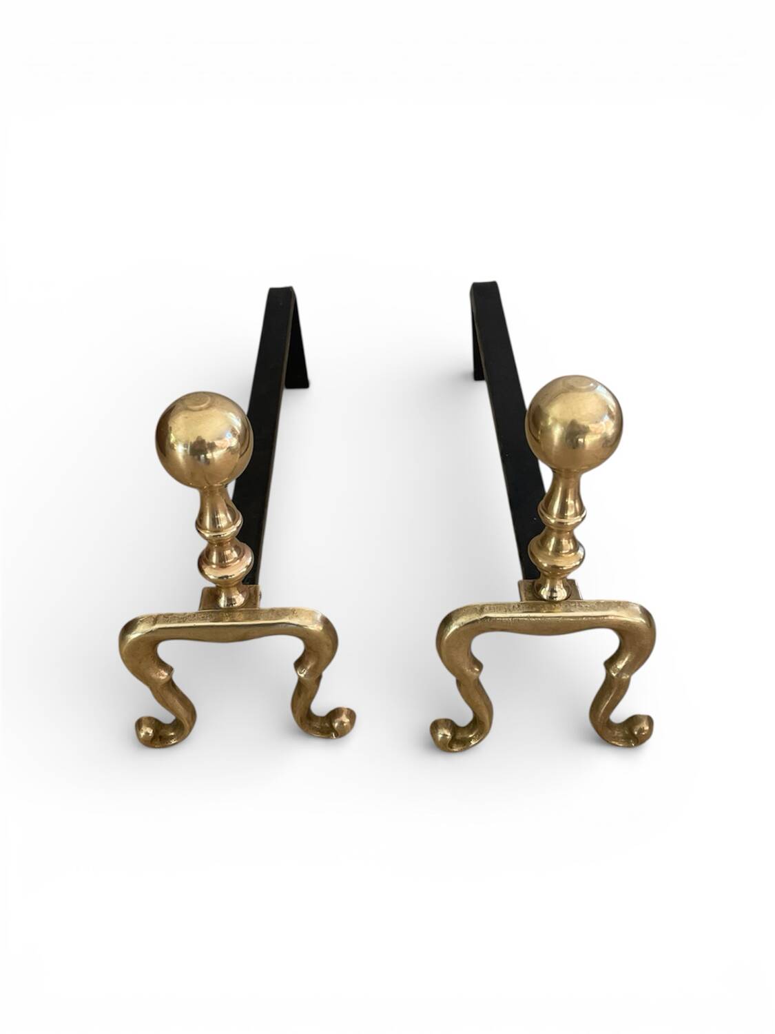 Old pair of brass andirons