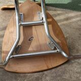 Set of two pairs of vintage 1970s chairs, in chrome metal and beech.