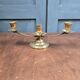 Vintage brass candle holder with 3 lights, flower drip trays, ideal for a centrepiece.
