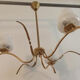 Vintage gold 3-light chandelier and white printed glass