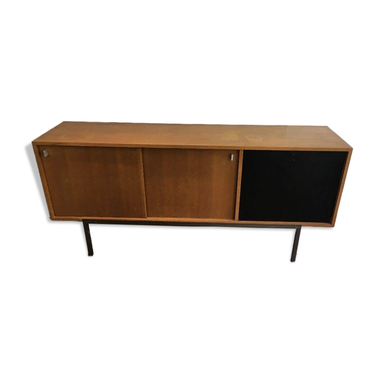 Sideboard with double sliding doors and bar on a metal base