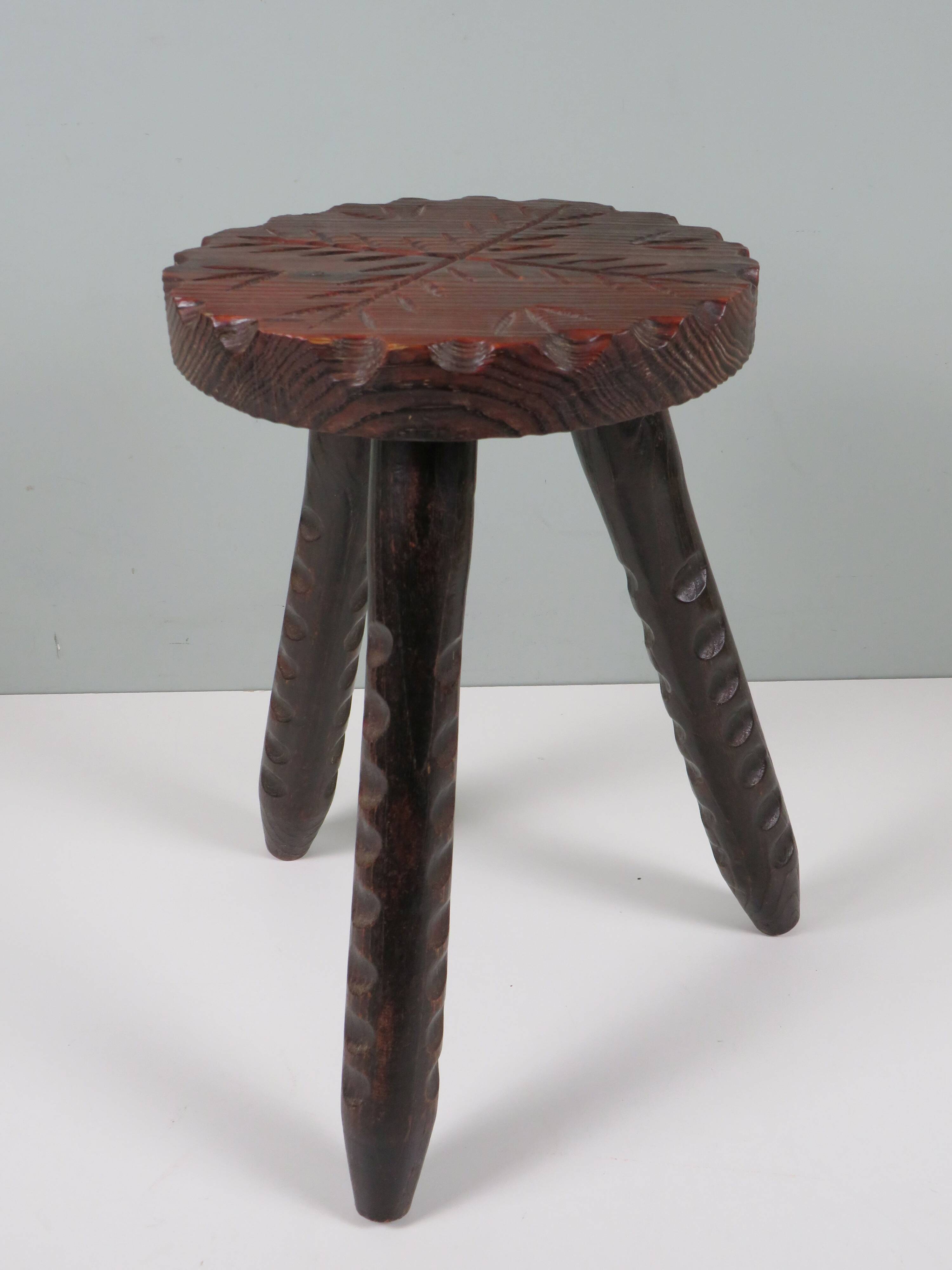 Spanish brutalist tripod stool 1960