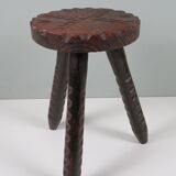 Tabouret brutaliste espagnol tripode 1960