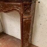 Fireplace three shells louis XV style in royal red marble XIX century