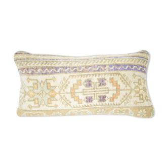 Vintage Oushak Rug Cushion Cover, Ethnic Tribal Decor 10'' X 20'' (25 x 50 Cm)