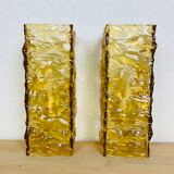 Pair of vintage amber resin wall lamps