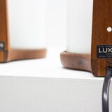 Pair of teak & acrylic sconces by Luxus, Sweden
