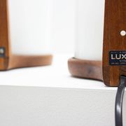 Paire de appliques en teck et acrylique par Luxus, Suède