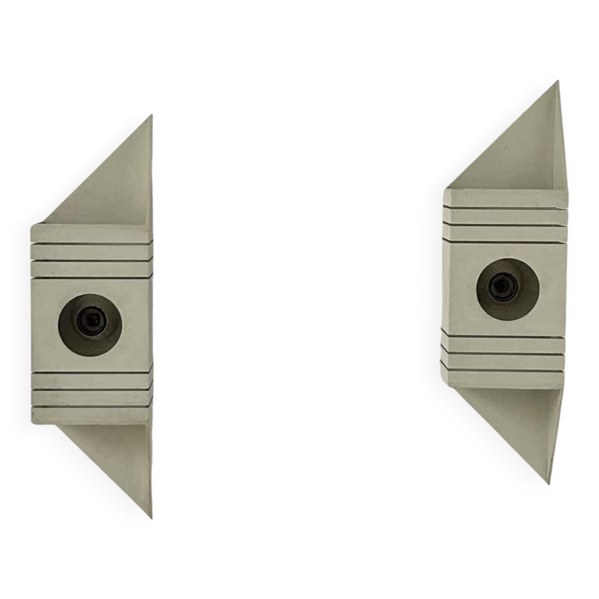 Pair of vintage wall lights, matt white lacquered metal, France 1970