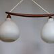Suspension en verre opalin et teck par Uno & Östen Kristiansson, années 1960.