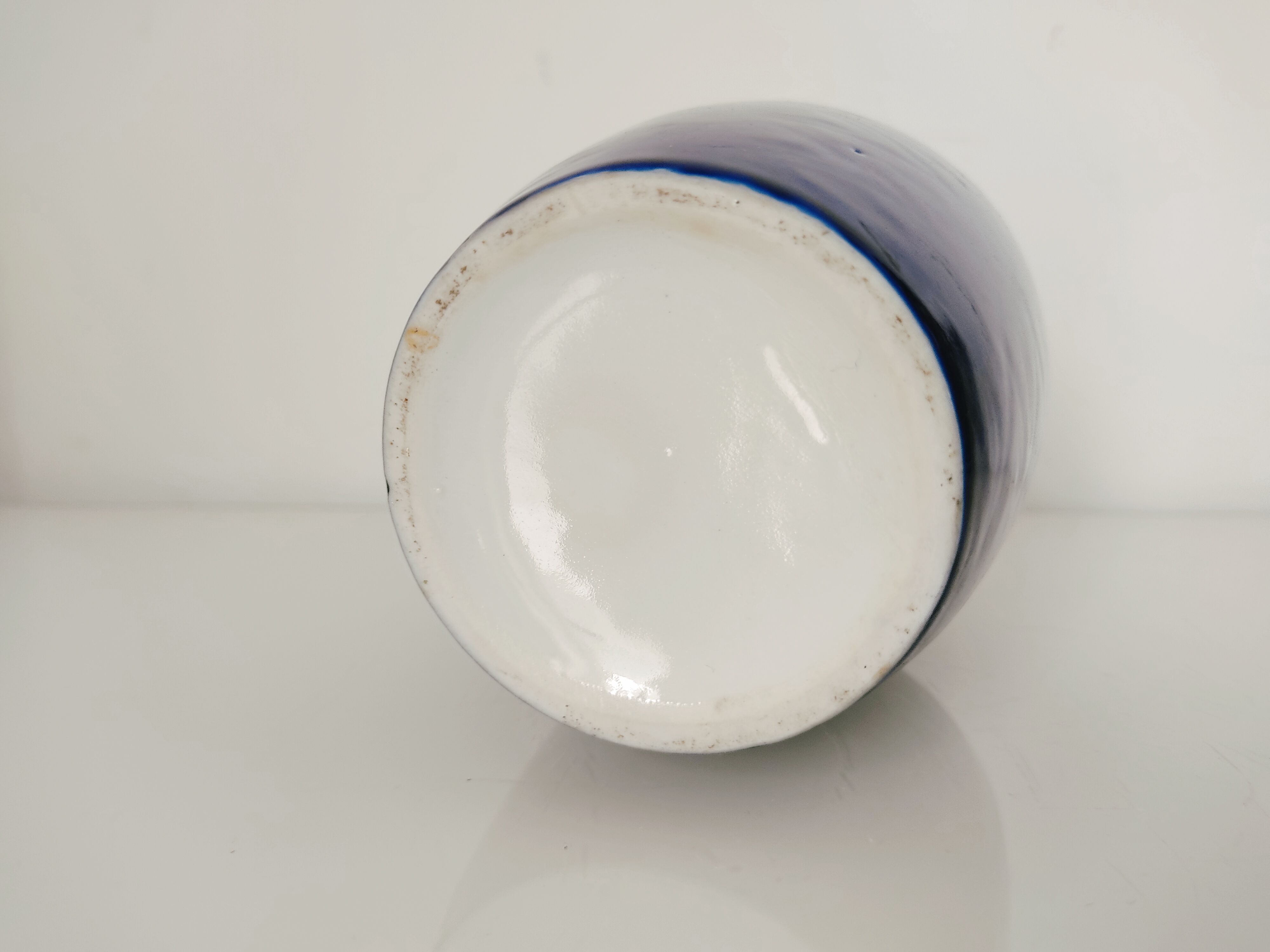 Blue vase geometric incised decoration