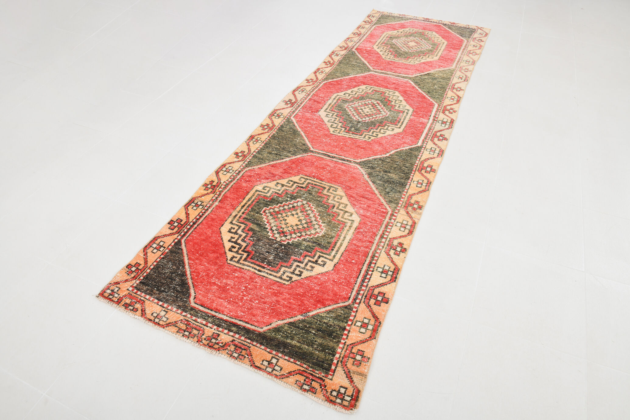 3x10 oriental geometric vintage runner rug,102x323cm