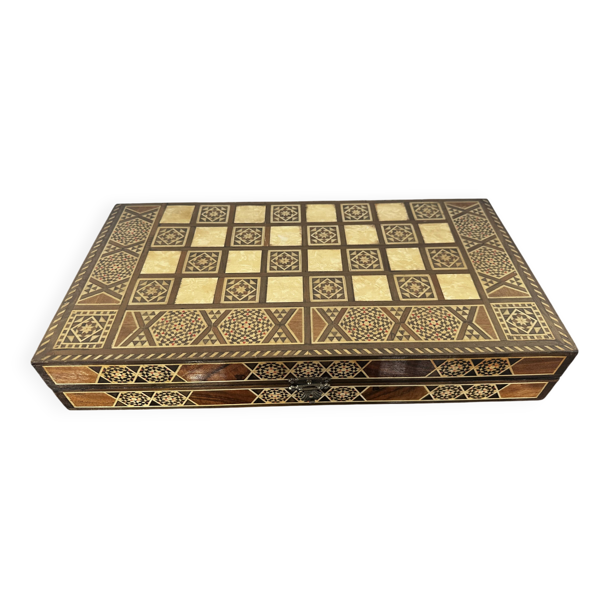 Jeu de Backgammon ancien en Bois Marqueté Syrien