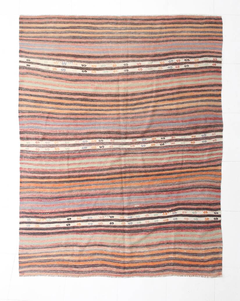 168x217 Tile Color Kilim Rug, Livin Room Rug, 6x7 Antique Vintage Kilim