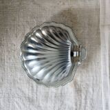 Vintage butter dish in the shape of a shell, silver-plated metal