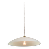 Mid-Century Italian Saucer Glass and Brass Pendant Lamp