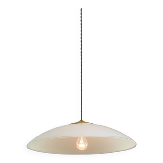 Mid-Century Italian Saucer Glass and Brass Pendant Lamp