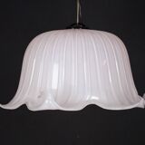 Large vintage flower-shaped chandelier in pink Murano glass, Italy 1980s.