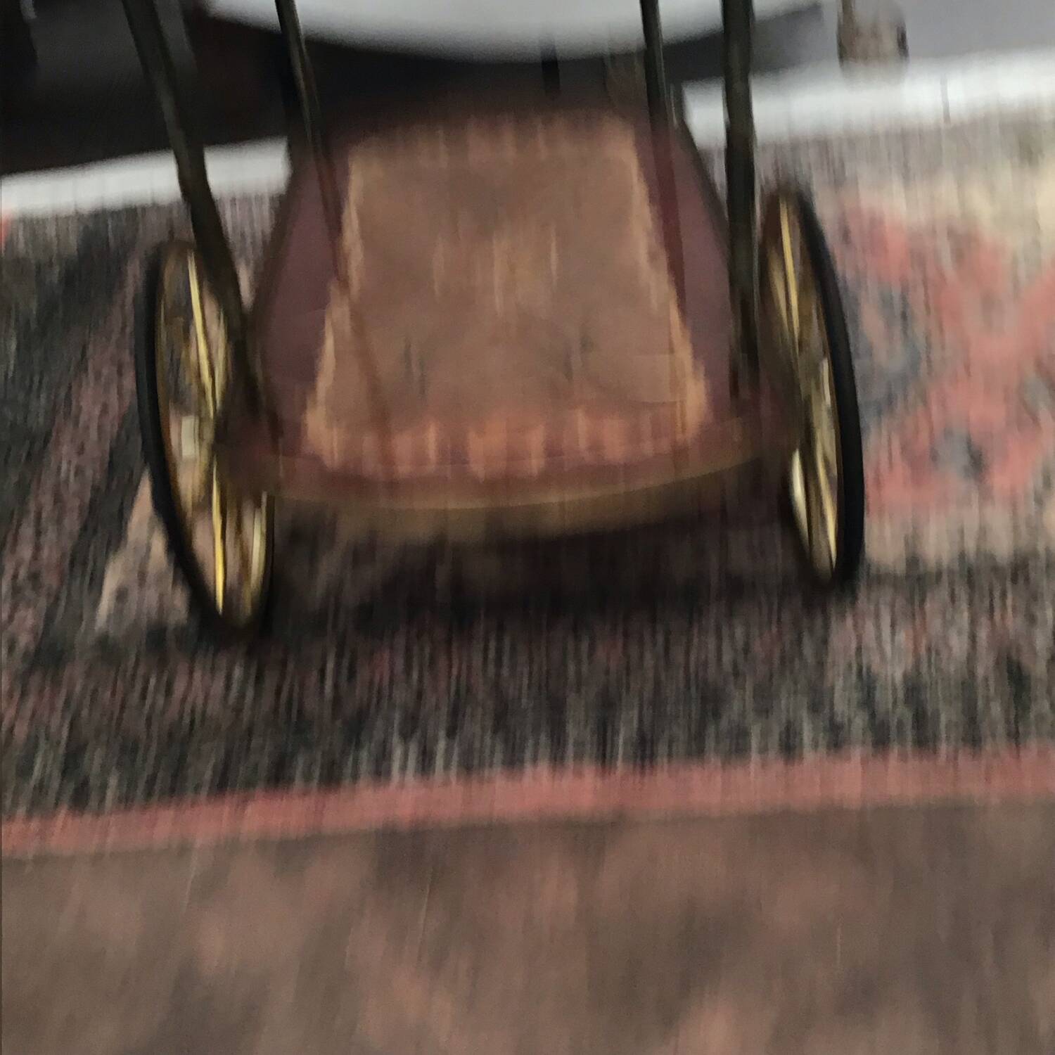 1960s marquetry bar cart on wheels