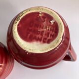 2 petits pots à lait et à crème Onnaing art déco rouge