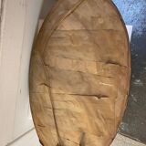 OVAL ART NOUVEAU MIRROR WITH ROSE DECOR AND PAINTED WOOD BEVELED GLASS