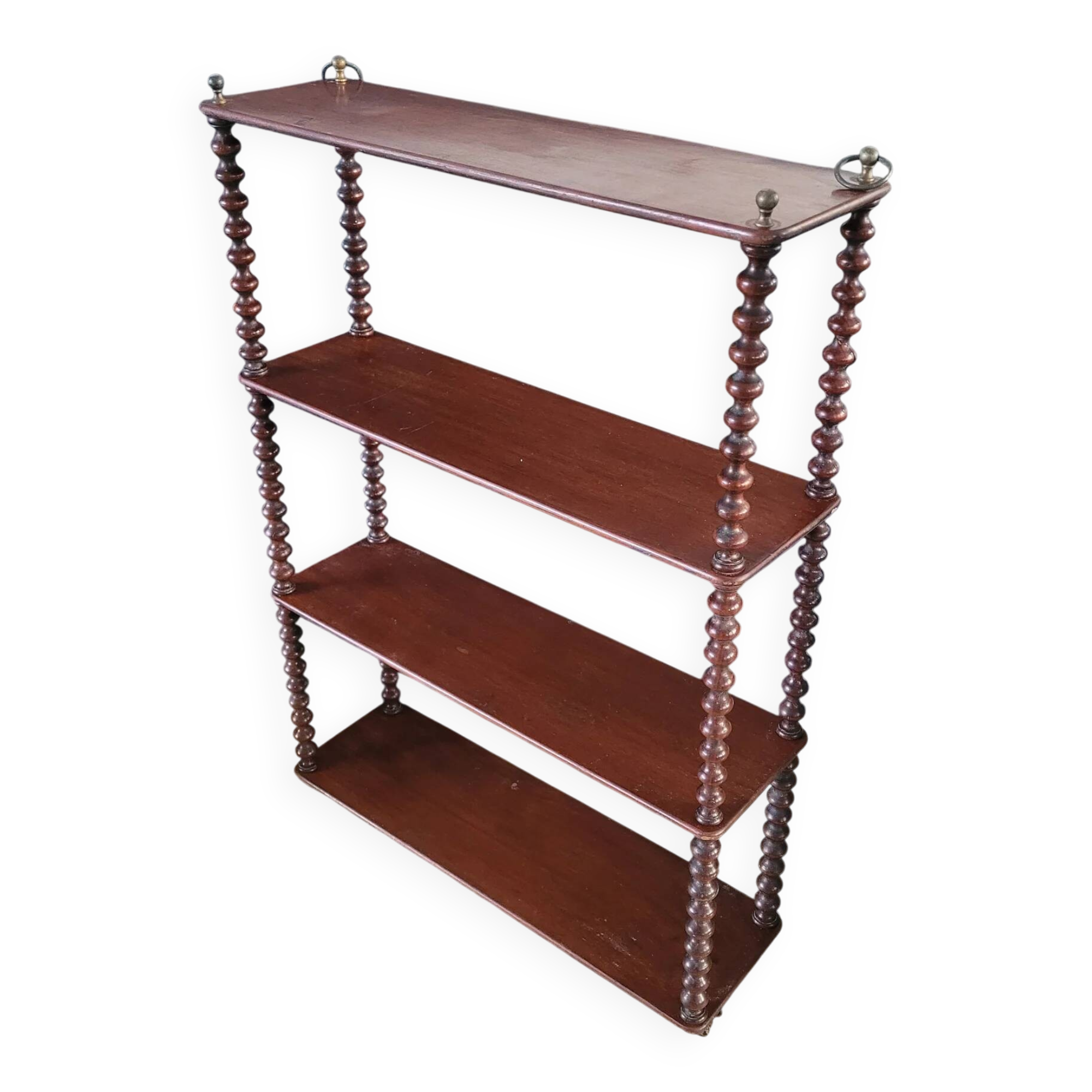 Mahogany "bobbin turned" beaded wood shelf