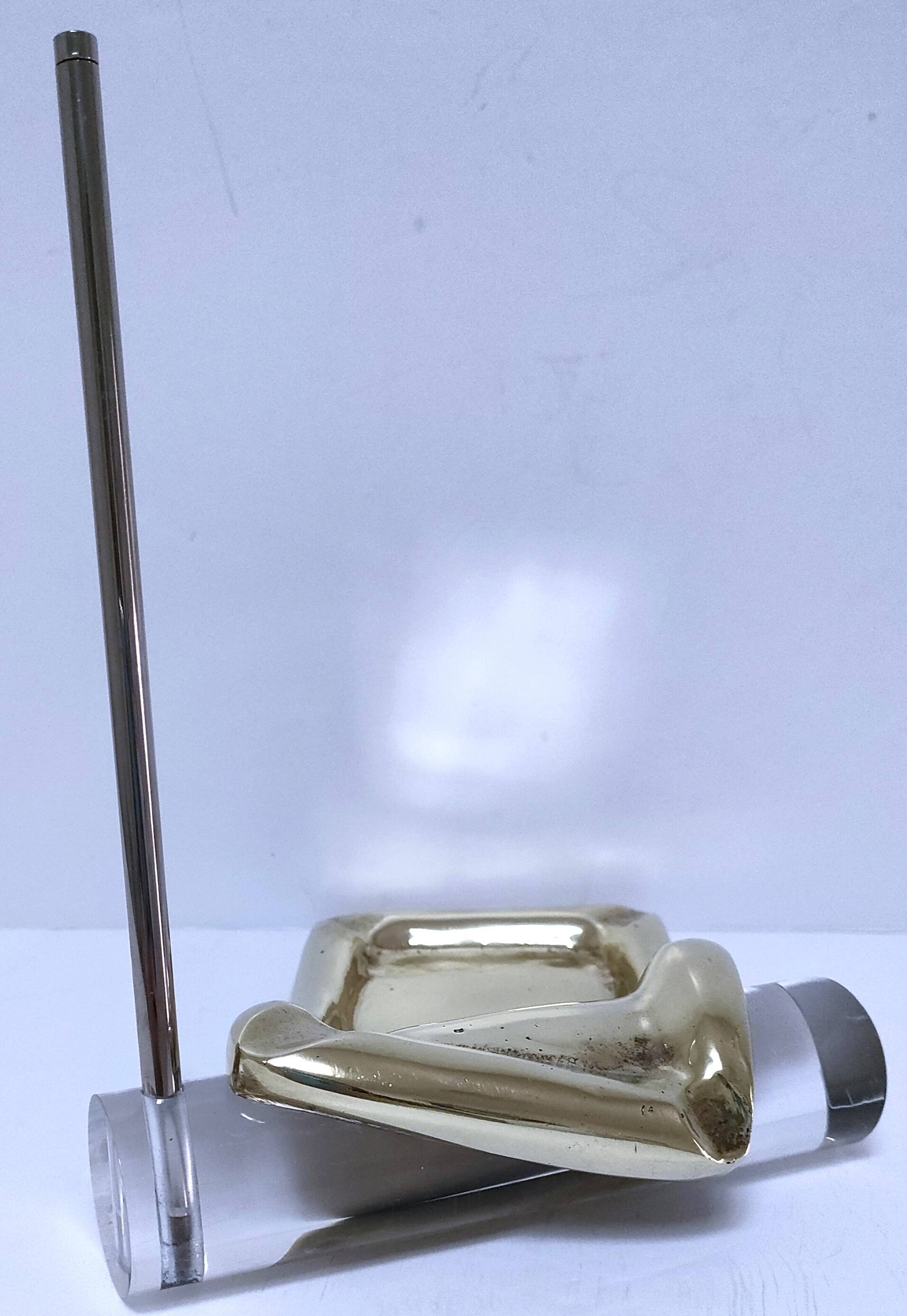 Bronze glass pen holder sculptural design