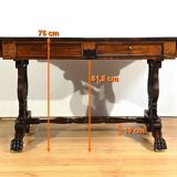 Desk Table with Shutters in Solid Rosewood, Restoration Period – Early 19th Century