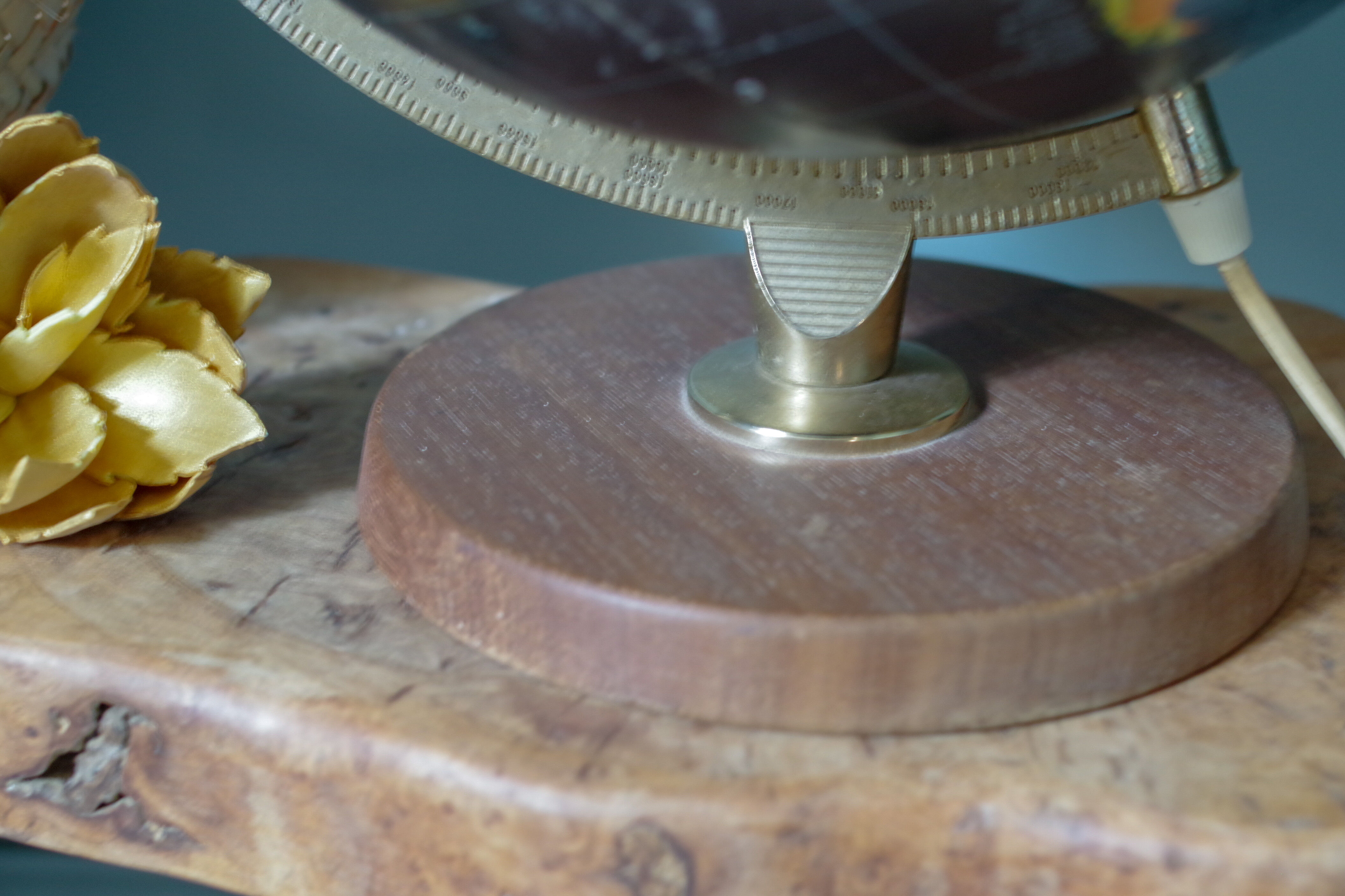 Black earth globe old wood base