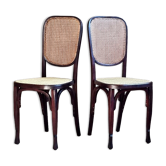 Paire chaises bistrot viennoises en bois courbé début XXe