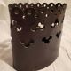Vintage Magazine Rack Holder Waste Basket Cut Work Brown Leather Oval Shape