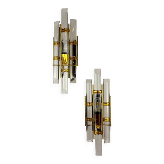 Pair of Venini sconces, Murano cut glass, Italy, 1970