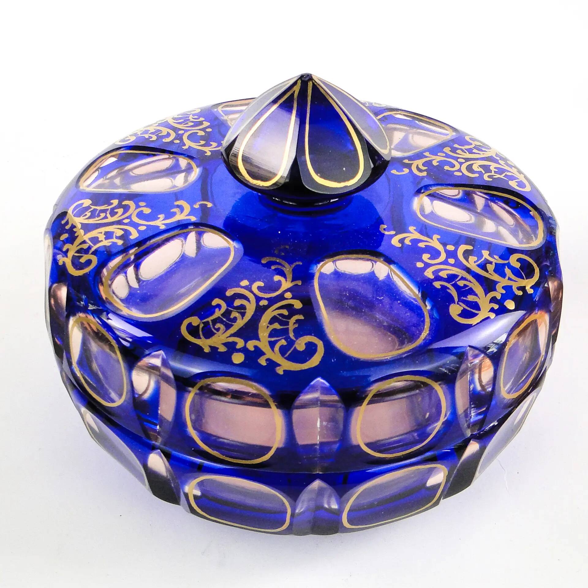 Biedermeier bonbonniere, cobalt glass, Egermann, Germany, 1930s