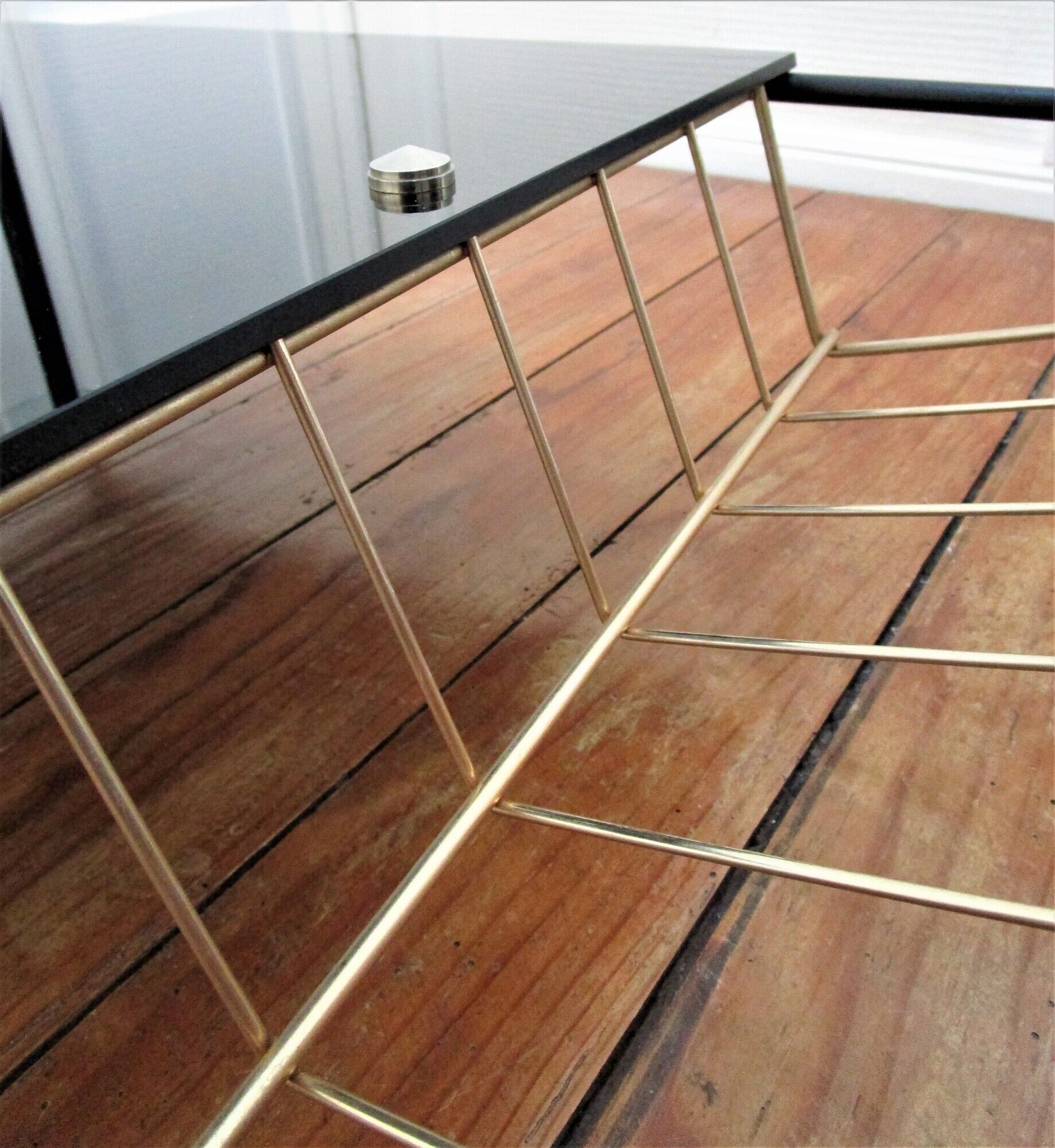 Two-tray coffee trays glass gold metal magazine holder 1960s