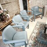 4 fauteuils Leolux modele Cachucha bleu ciel