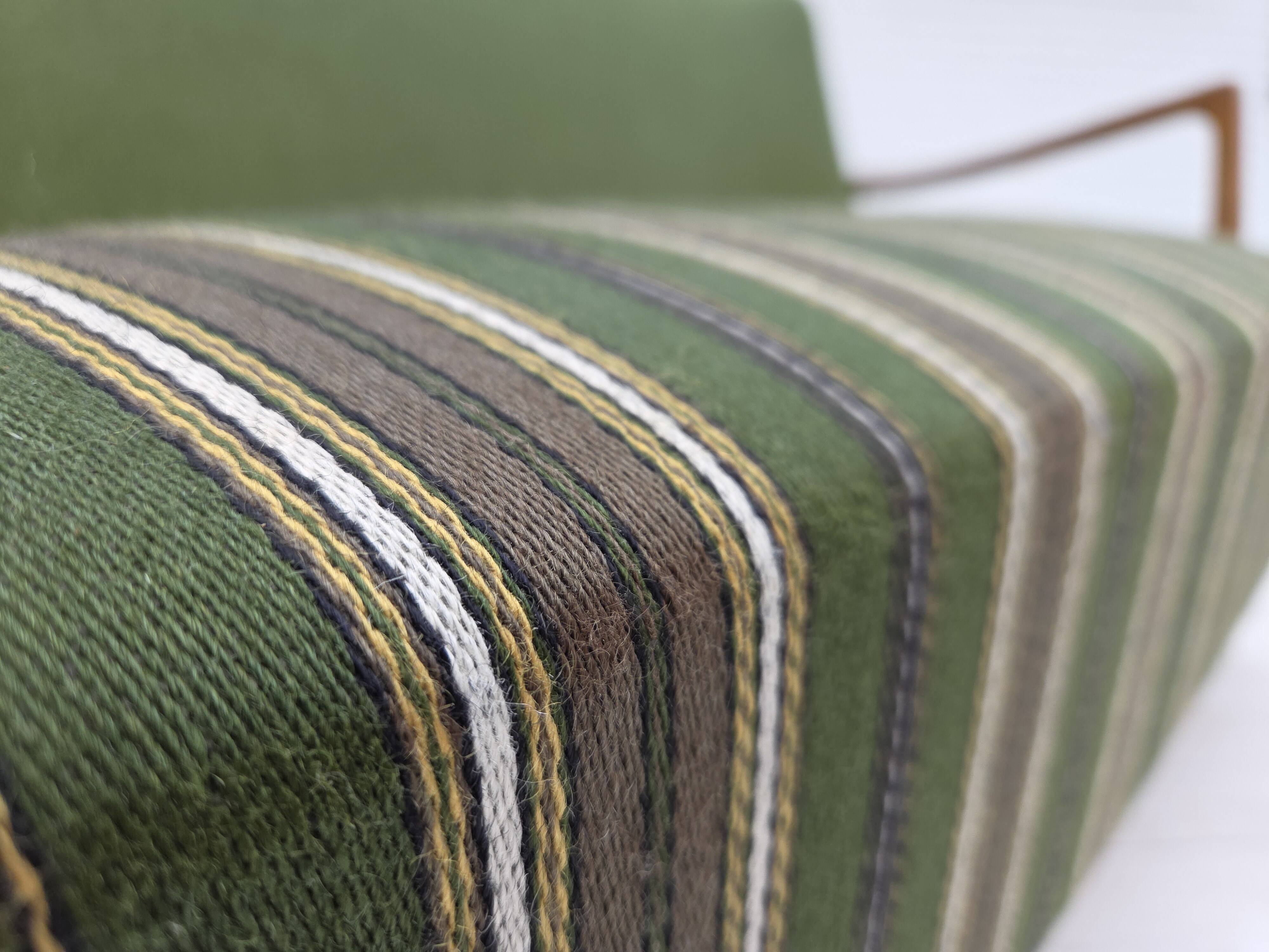 1960s, Danish 2-seater sofa, furniture wool, beech wood, original.